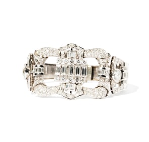 Platinum, 14 Karat White Gold, and Diamond Bracelet