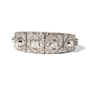Silver-Topped, 14 Karat White Gold, and Diamond Bracelet