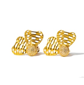 Pair of 18 Karat Yellow Gold and Diamond Earclips