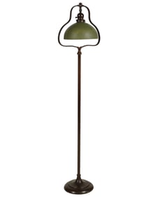 A Handel Floor Lamp with Chipped Ice Glass Dome Shade