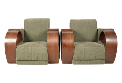 A Pair of French Art Deco Lounge Chairs