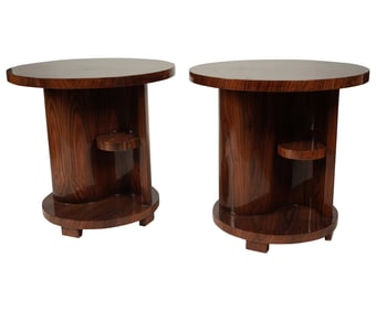 A Pair of French Art Deco Rosewood Tables