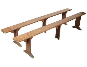 A Pair of French Single-Plank Oak Benches