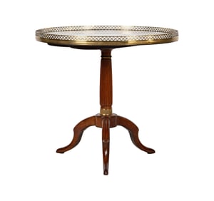 Louis XVI-Style Mahogany and Marble Gallery Rim Gueridon