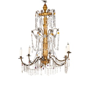 A Genoese Giltwood and Crystal Chandelier