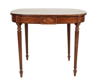 An English Regency Mahogany and Satinwood-Inlaid Gateleg Table