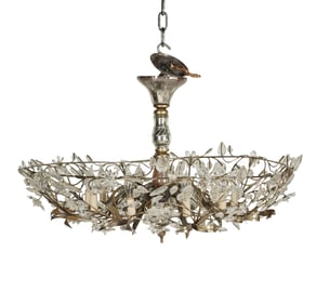 A Maison Bagues Rock Crystal, Mercury and Brass Chandelier