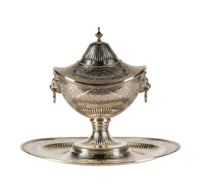A Magnificent Portuguese Sterling Covered Bowl and Tray