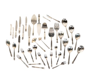 A Georg Jensen Acorn Sterling Flatware Service for 12