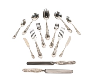 A Tiffany and Co. Chrysanthemum Sterling Flatware Service
