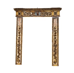 A Spanish Baroque-Style Gilt and Polychromed Wood Door Surround