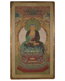 A Large Silk Painting of Buddha