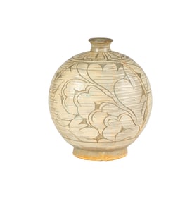 A Korean Buncheon Poeny Stoneware Vase