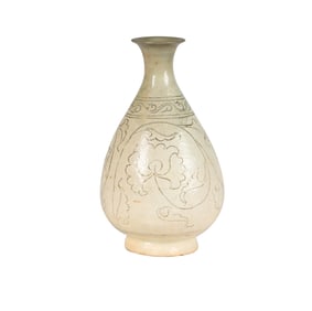 A Very Rare Korean Incised Glazed Stoneware Vase