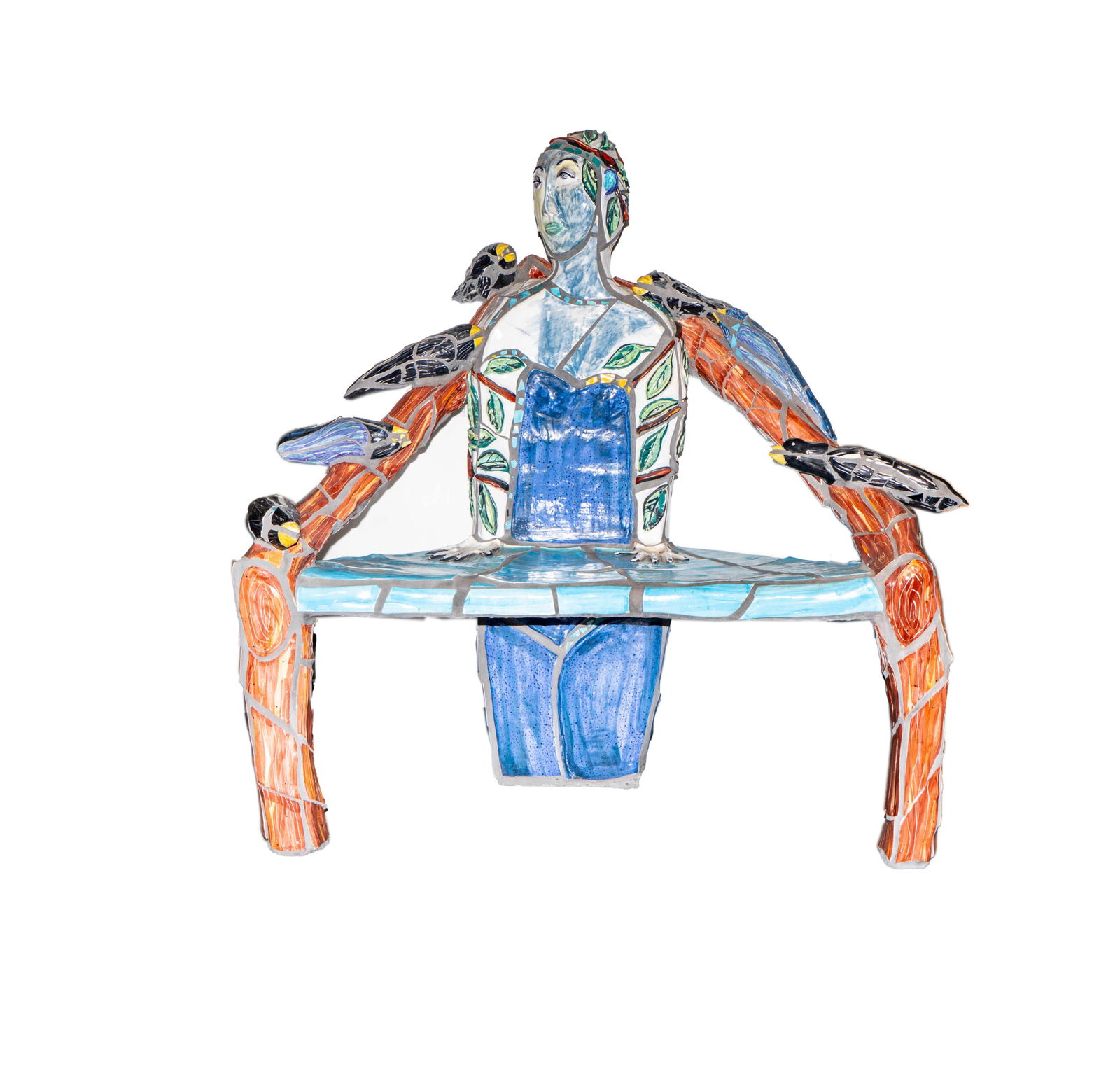 Martha Heavenston Nojima, B. 1955, Perpetual Presence: mosaic ceramic tile and paint on concrete form, 1990; signed, titled, and dated 64 x 70 x 30 in. (162.6 x 177.8 x 76.2 cm.) Provenance: The Beverly Hills estate of a distinguished collector. Exhibited