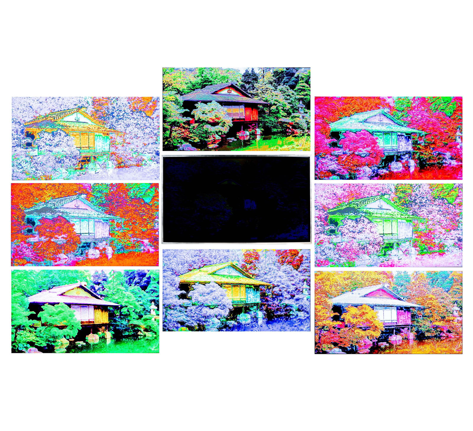 Les Mayers, American Contemporary, Japanese Tea House, n.d.: video installation, television, 2013, signed, dated, 'To Nancy and Jim'; a video installation of a Japanese Tea House that runs on a one-hour loop of the seasons. 29 x 49 in. (73.7 x 124.5 cm.) Proven