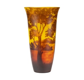 A Very Large Cameo Glass Landscape Vase