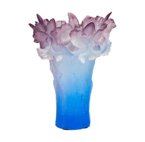 A Daum Pate De Verre Orchid Vase