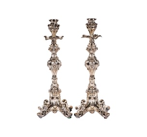 A Pair of Hazorfim Sterling Silver Candlesticks