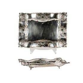 An Italian Sterling and Malachite Tray