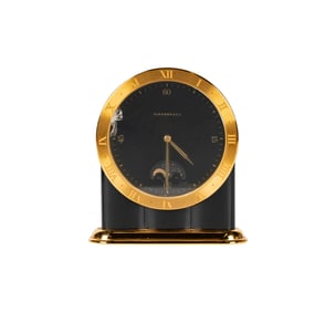A Tiffany & Co. Enamel & Brass Moophase Desk Clock