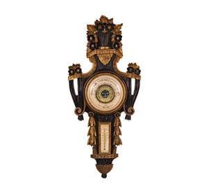 An Italian Painted and Parcel Gilt Barometer