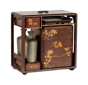 A Japanese Lacquered Sage Jubako