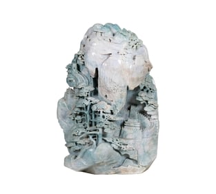 A Chinese Monumental Carved Jade Mountain