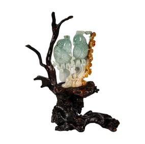 A Chinese Carved Jade Bird Group