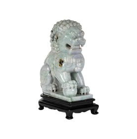 A Fine Chinese Carved Jade Guardian Lion
