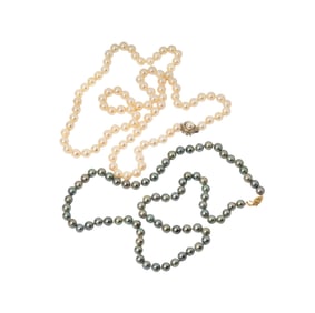 Two 14 Karat Gold Pearl Necklaces