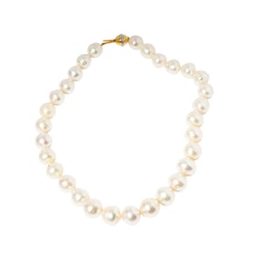 14 Karat Yellow Gold, South Seas Cultured Pearl Necklace