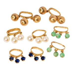 Four Pairs Of 14 Karat Yellow Gold Necklace Accents