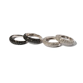 Four 18 Karat White Gold, Diamond, and Colored Diamond Rings