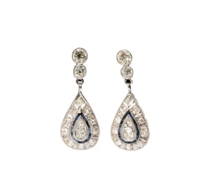 Platinum, Diamond and Sapphire Earrings