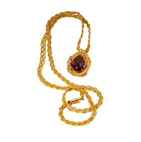 Italian 14 Karat Yellow Gold Opal Necklace