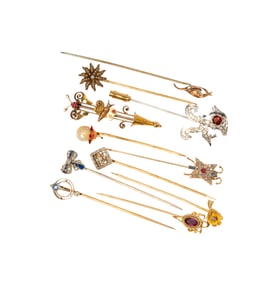 Collection of Eleven Gem-Set Pins