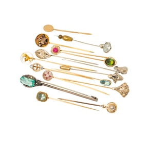 Collection Of Sixteen Gem-Set Stick Pins