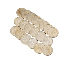 20 Walking Liberty Silver Half Dollars