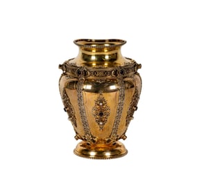 A Jeweled Silver-Gilt Vase