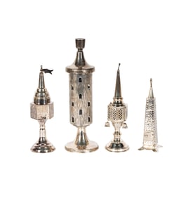 A Group of Four Sterling Spice Box Towers or Besamim