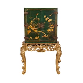 A Chinoiserie Cabinet on Carved Giltwood Stand