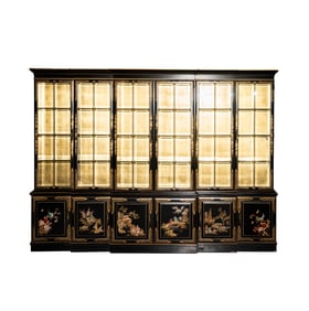 A Chinoiserie Breakfront Bookcase Cabinet