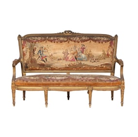 A Louis XVI-Style Giltwood Settee
