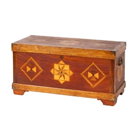 A Vintage Inlaid Wood Blanket Chest