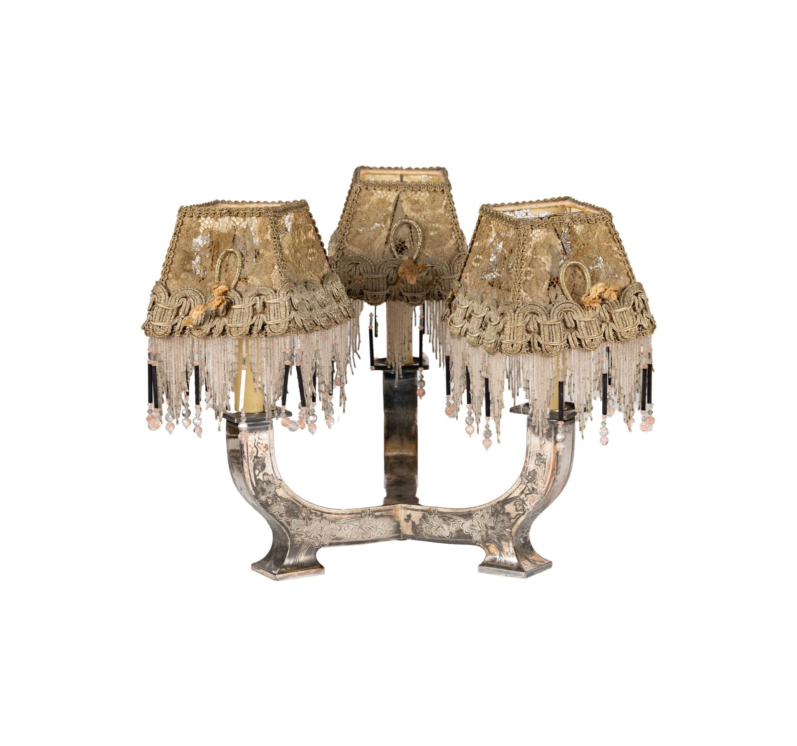 Larry Flynt: A Silvered Metal Boudoir Lamp: inscribed "B" to underside 12 x 14 x 14 in. (30.5 x 35.6 x 35.6 cm.)