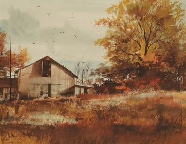 John Conrad Berkey, 1932-2008, Barn in Autumn