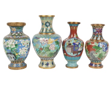 A Group of Four Chinese Cloisonne Vases