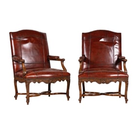 A Pair of Louis XV Provincial-Style Fauteuils