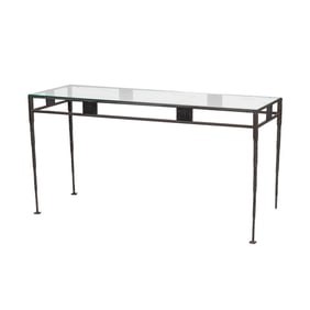 A Modernist Steel and Glass Console Table